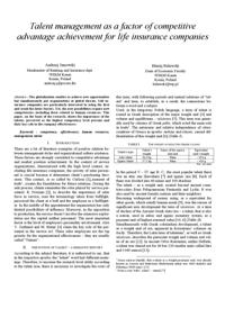 Talent management as a factor of competitive advantage achievement for life insurance companies