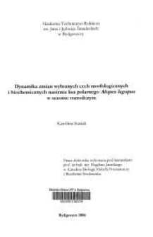 Dynamika zmian wybranych cech morfologicznych i biochemicznych nasienia lisa polarnego Alopex lagopus w sezonie rozrodczym