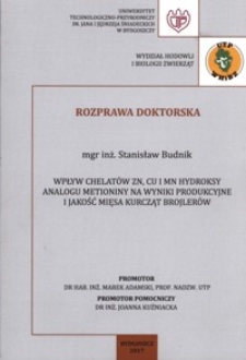 Wpływ chelatów Zn, Cu i Mn hydroksy analogu metioniny na wyniki produkcyjne i jakość mięsa kurcząt brojlerów