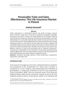 Personality traits and sales effectiveness: the life insurance market in Poland
