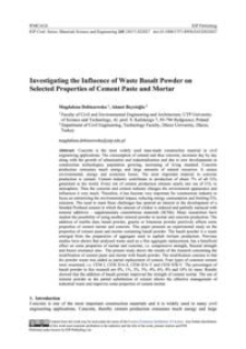 Investigating the influence of waste basalt powder on selected properties of cement paste and mortar