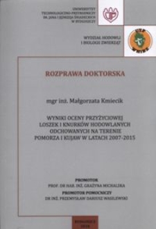 Wyniki oceny przyżyciowej loszek i knurków hodowlanych odchowanych na terenie Pomorza i Kujaw w latach 2007-2015