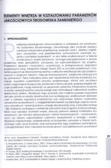 Elementy wnętrza w kształtowaniu parametrów jakościowych środowiska zamkniętego