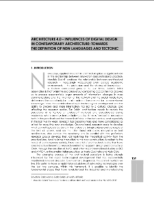 Architecture 4,0 - Influences of digital design in contemporary architecture: towards the definition of new languages and tectonic