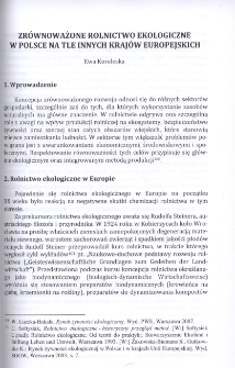 Zrównoważone rolnictwo ekologiczne w Polsce na tle innych krajów europejskich