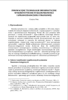 Innowacyjne technologie informatyczne wykorzystywane w rachunkowości i sprawozdawczości finansowej