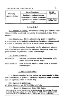 Produkty węglopochodne - Oznaczanie liczby piaskowej lepiszcza do koksu formowanego BN-66/0511-08