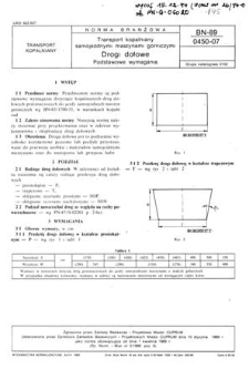 Transport kopalniany samojezdnymi maszynami górniczymi - Drogi dołowe - Podstawowe wymagania BN-89/0450-07