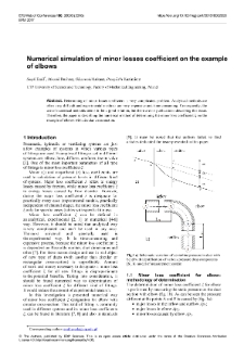 Numerical simulation of minor losses coefficient on the example of elbows