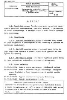 Koks formowany - Oznaczanie gęstości rzeczywistej, gęstości pozornej i porowatości BN-71/0511-19