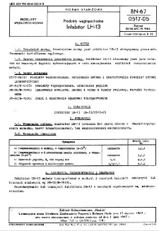 Produkty węglopochodne - Inhibitor LH-13 BN-67/0517-05