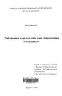 Oddziaływania wzajemne roślin owsa i łubinu żółtego w mieszankach