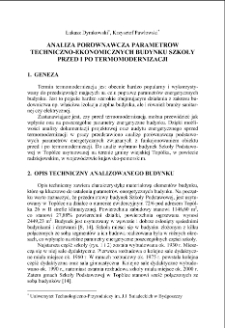 Analiza porównawcza parametrów techniczno-ekonomicznych budynku szkoły przed i po termomodernizacji
