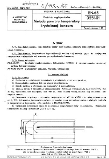 Produkty węglopochodne - Metoda pomiaru temperatury krystalizacji benzenu BN-65/0551-01