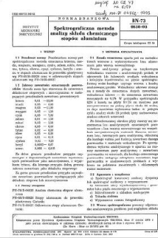 Spektograficzna metoda analizy składu chemicznego stopów aluminium BN-73/0838-03