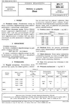 Molibden na podpórki - Drut BN-77/0894-03