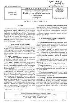 Maszyny i urządzenia górnicze - Elektryczne układy zasilania i sterowania - Wymagania BN-89/1705-54