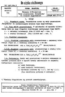 Maszyny włókiennicze - Wały przerzutowe /krzywkowe/ do krosien angielskich BN-66/1859-03