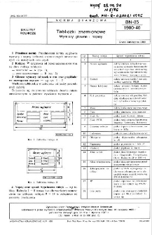 Tabliczki znamionowe - Wymiary główne i napisy BN-85/1900-40