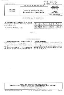 Maszyny do ochrony roślin - Pojemności zbiorników BN-85/1945-12