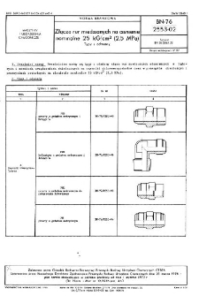 Złącza rur miedzianych na ciśnienie nominalne 25 kG/cm2 (2,5 MPa) - Typy i odmiany BN-76/2553-02