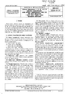 Anteny telewizyjne I, II, III, IV i V zakresu częstotliwości oraz anteny radiofoniczne UKF/FM dla sieci głównych i sieci stacji małej mocy - Wymagania elektryczne BN-80/3235-01.01