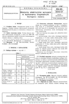 Maszyny elektryczne wirujące w wykonaniu tropikalnym - Wymagania i badania BN-85/3010-01