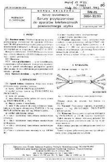 Sznury teletechniczne - Sznury przyłączeniowe do aparatów telefonicznych powszechnego użytku BN-85/3054-03/03