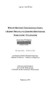 Wpływ metody chłodzenia cebul i barwy światła na zimowe kwitnienie narcyzów i tulipanów
