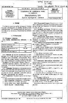 Urządzenia do uzdatniania wody na statkach - Sterylizatory UV - Ogólne wymagania i badania BN-87/3722-14