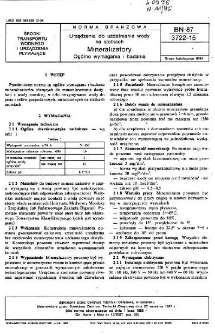 Urządzenia do uzdatniania wody na statkach - Mineralizatory - Ogólne wymagania i badania BN-87/3722-15