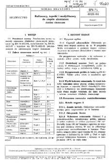 Rafinatory, topniki i modyfikatory do stopów aluminium - Analiza chemiczna BN-76/4028-04