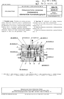 Odlewnicze formy ciśnieniowe - Zestawienie elementów konstrukcyjnych BN-79/4045-01