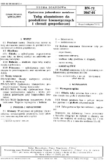 Opakowania jednostkowe metalowe - Tuby aluminiowe do produktów kosmetycznych i chemii gospodarczej BN-72/5047-01