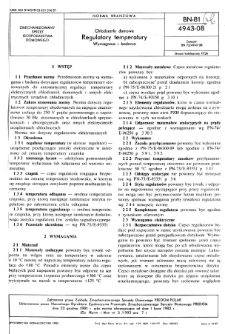 Chłodziarki domowe - Regulatory temperatury - Wymagania i badania BN-81/4943-08