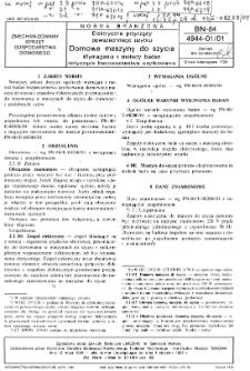 Elektryczne przyrządy powszechnego użytku - Domowe maszyny do szycia - Wymagania i metody badań dotyczące bezpieczeństwa użytkowania BN-84/4944-01/01
