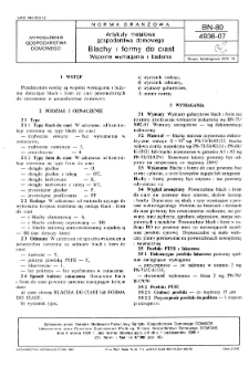 Artykuły metalowe gospodarstwa domowego - Blachy i formy do ciast - Wspólne wymagania i badania BN-80/4936-07