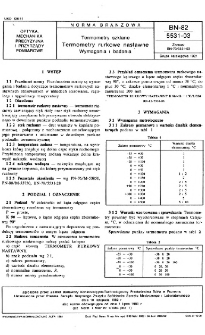 Termometry szklane - Termometry rurkowe nastawne - Wymagania i badania BN-82/5531-03