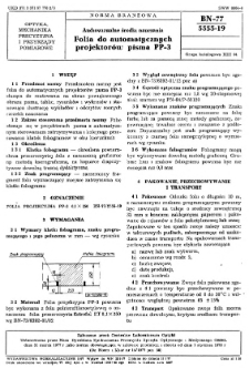 Audiowizualne środki nauczania - Folia do automatycznych projektorów pisma PP-3 BN-77/5555-19