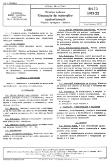 Narzędzia medyczne - Kleszczyki do materiałów opatrunkowych - Wspólne wymagania i badania BN-70/5913-22