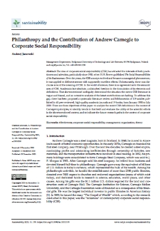 Philanthropy and the Contribution of Andrew Carnegie to Corporate Social Responsibility