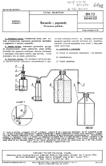 Barwniki i pigmenty - Oznaczanie pylistości BN-73/6040-03