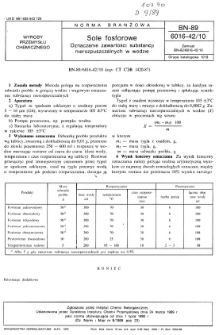 Sole fosforowe - Oznaczanie zawartości substancji nierozpuszczalnych w wodzie BN-89/6016-42/10