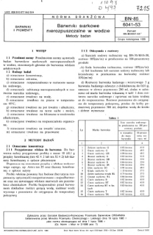 Barwniki siarkowe nierozpuszczalne w wodzie - Metody badań BN-85/6041-53