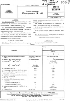 Produkty organiczne - Chloroparafina 10 i 40 BN-78/6025-03