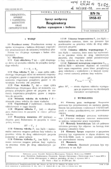 Sprzęt medyczny - Respiratory - Ogólne wymagania i badania BN-76/5958-02