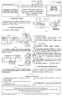 Zestawy rentgenowskie medyczne - Ochronny kołpak rentgenowski do lampy z wirującą anodą - Główne parametry BN-80/5961-08