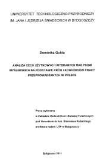 Analiza cech użytkowych wybranych ras psów myśliwskich na podstawie prób i konkursów pracy przeprowadzanych w Polsce