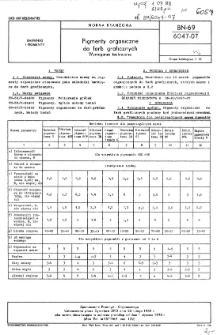 Pigmenty organiczne do farb graficznych - Wymagania techniczne BN-69/6047-07