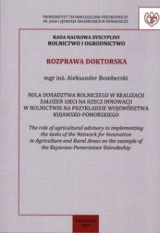 Rola doradztwa rolniczego w realizacji założeń sieci na rzecz innowacji w rolnictwie na przykładzie województwa kujawsko-pomorskiego